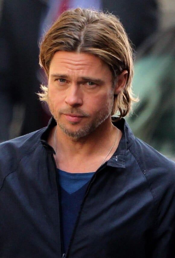 Brad Pitt, en tournage pour World War Z, a emmené toute sa tribu avec lui. Glasgow, le 18 août 2011.