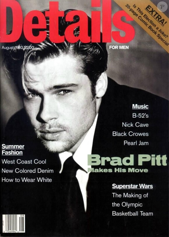 Voici une des toutes premières couvertures de Brad Pitt, pour le magazine Details. Août 1992.