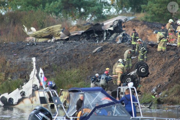Le lieu du crash de l'avion transportant l'équipe de hockey de la Lokomotiv, le 7 septembre 2011 à Iaroslavl