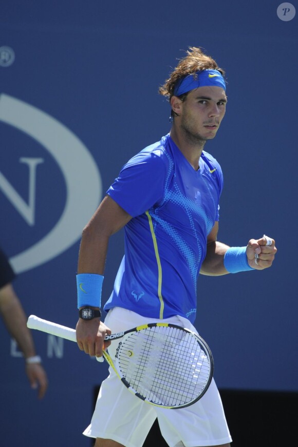 Rafael Nadal n'avait toujours pas perdu un set après sa victoire en 8ème de finale de l'US Open 2011, sous les yeux de sa compagne Xisca Perello