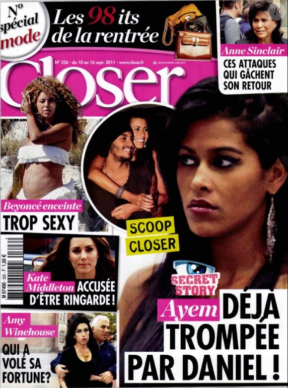 Le magazine Closer en kiosques samedi 10 septembre 2011.
