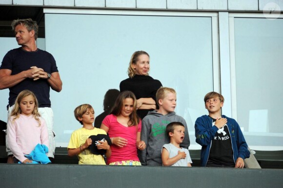 Gordon Ramsay, en compagnie des fils de David Beckham à Los Angeles, le 6 août 2011