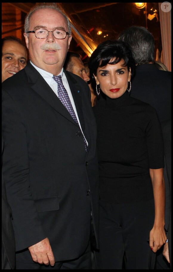 Rachida Dati et Christophe de Margerie, directeur général de Total, lors du dîner organisé dans les jardins du Musée Rodin, à Paris, en présence de Mehriban Aliyeva, Première Dame d'Azerbaïdjan. 15 septembre 2011