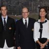 Albert de Monaco, Pierre Casiraghi et Caroline de Monaco au lancement de  la Monaco Classic Week-La Belle Classe. Le 14 septembre 2011