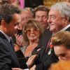 Nicolas Sarkozy décore onze personnalités intellectuelles et du monde du spectacle, ici Claude Lanzmann, à l'Élysée, le 28 septembre 2011.