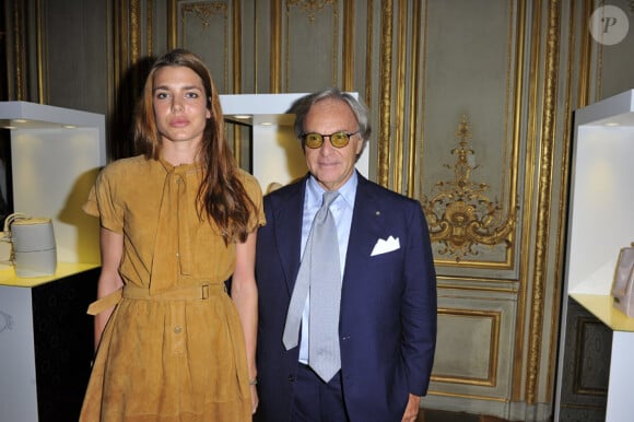 Charlotte Casiraghi et Diego Della Valle à l'occasion de la soirée Tod's, pour le lancement de la collection Signature. Ambassade d'Italie à Paris, le 2 octobre 2011