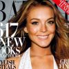 L'actrice Lindsay Lohan dépose un large et rayonnant sourire en couverture du Harper's Bazaar. Décembre 2008.