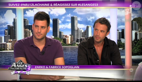 Zarko et Fabrice des Anges sur le plateau des Anges de la télé-réalité - Le Mag le lundi 17 octobre 2011 sur NRJ 12