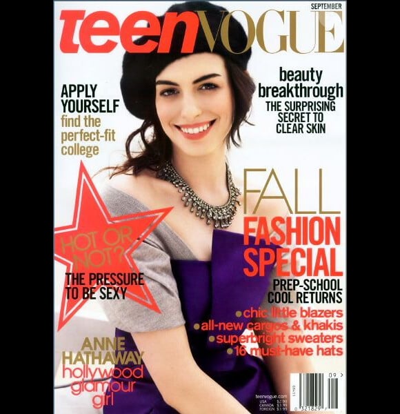 Anne Hathaway, en couverture de la September Issue de Teen Vogue. Septembre 2007.