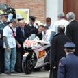 Valentino Rossi lors de l'enterrement du jeune pilote Marco Simoncelli le 27 octobre 2011 à Coriano