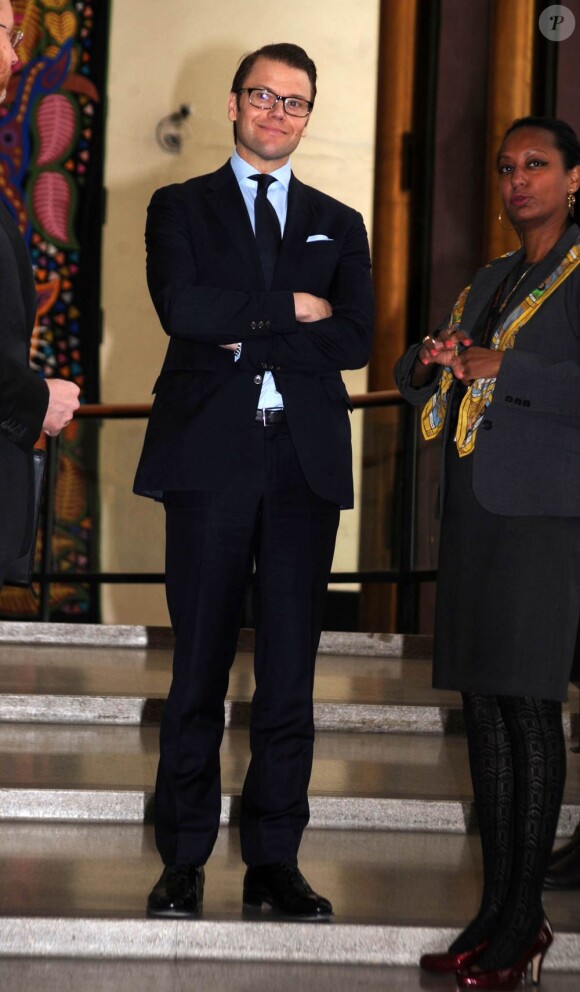 Le prince Daniel de Suède au siège des Nations-Unies à New York le 31 octobre 2011, dans le cadre de sa visite officielle aux Etats-Unis du 24 octobre au 2 novembre 2011.