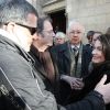 Sa fille France et Jean-Marie Bigard aux obséques de Robert Lamoureux, Daniel Russo est aussi présent.