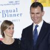 Letizia et Felipe d'Espagne complices lors du 125 anniversaire de la Chambre de Commerce Espagnole en Grande-Bretagne, le 7 novembre 2011.
