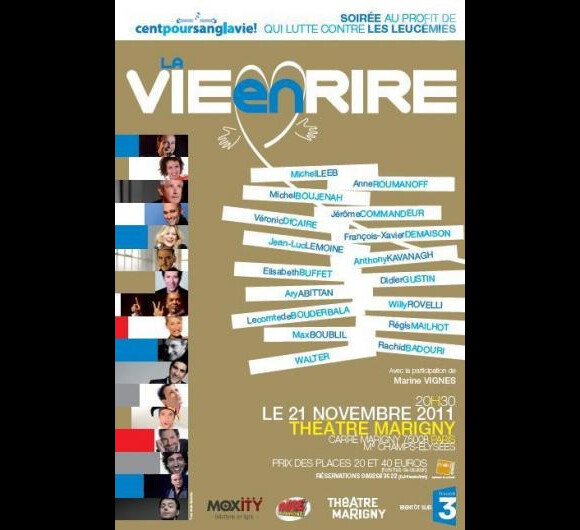 Affiche de La Vie En Rire, au Théâtre Marigny, le 21 novembre 2011.