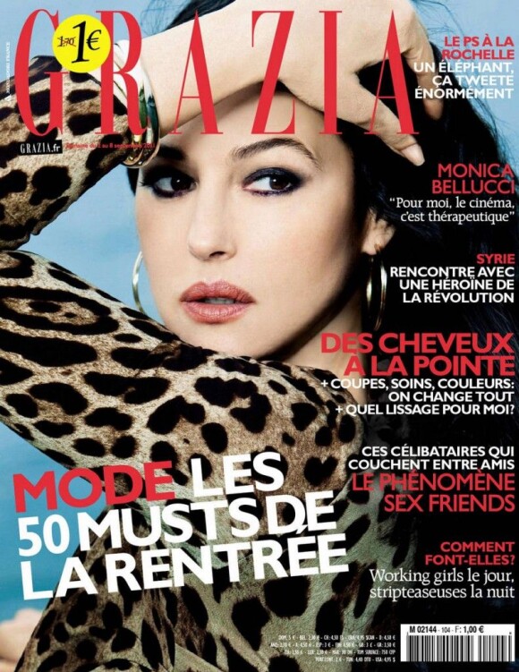 Monica Bellucci, en couverture du magazine Grazia France de septembre 2011.