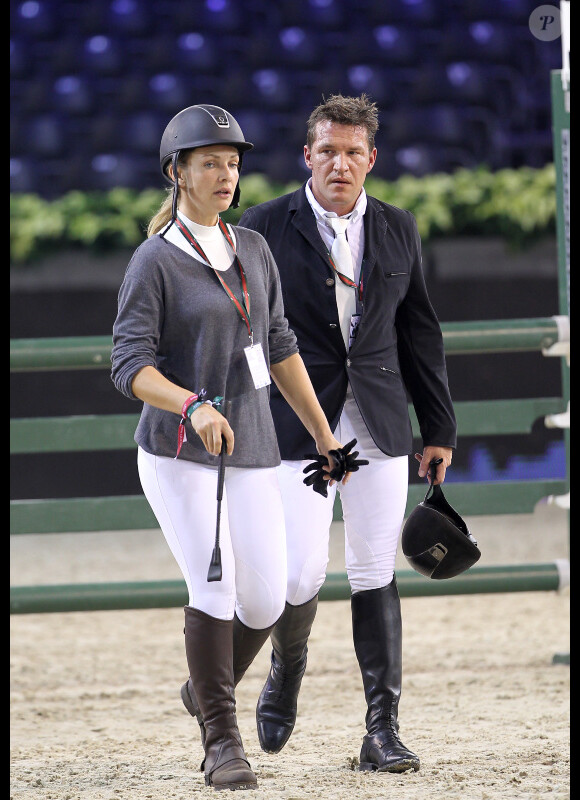 Benjamin et sa femme Vanessa lors des Gucci Masters, à Villepinte, le 3 décembre 2011.