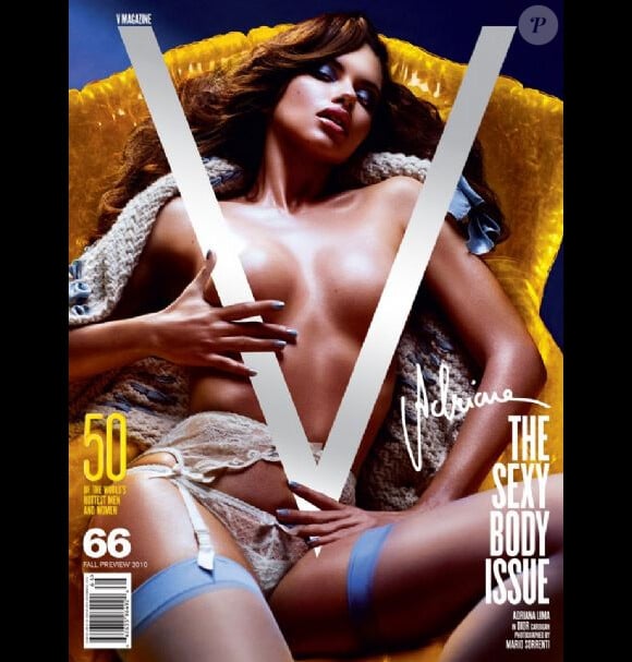 Adriana Lima, topless et absolument sublime pour faire la Une de V Magazine. Juillet 2010.