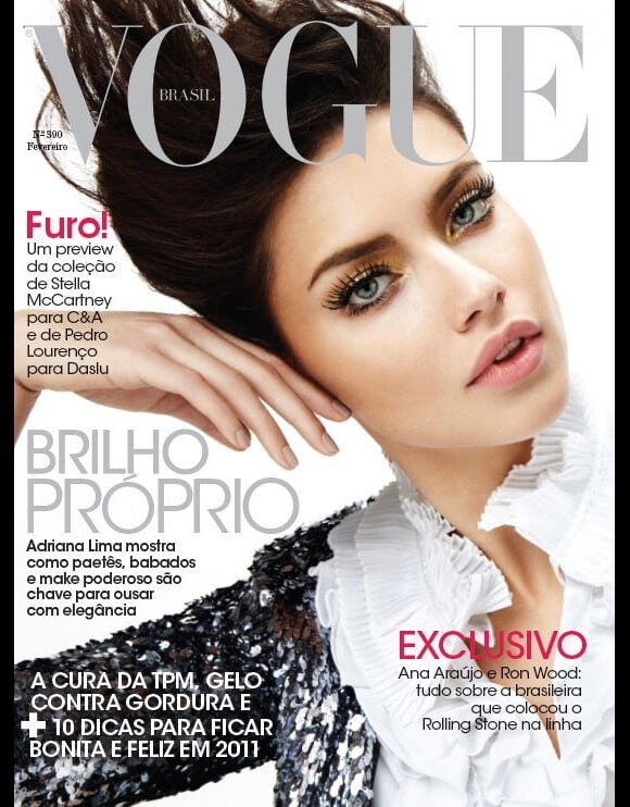 Adriana Lima brille dans son pays avec cette couverture du Vogue brésilien en février 2011.