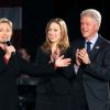 Bill Clinton, Hillary et leur fille Chelsea à Des Moines, le 31 décembre 2007.