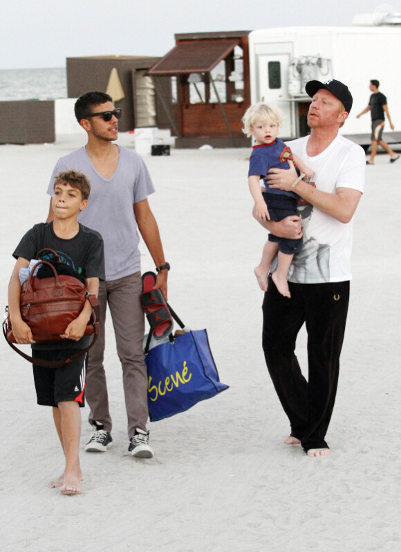 Boris Becker et ses fils Noah, Elias et Amadeus à Miami le 31 décembre 2011