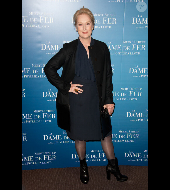 Meryl Streep lors de l'avant-première du film La Dame de fer à Paris le 6 janvier 2012