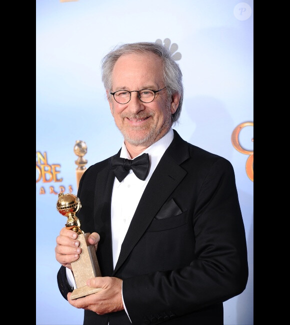 Steven Spielberg, meilleur film d'animation pour Les Aventures de Tintin : Le Secret de la Licorne aux Golden Globes à Los Angeles, le 15 janvier 2012.