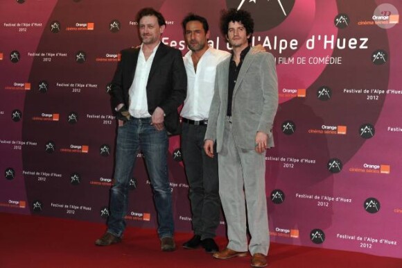 Jean-Paul Rouve, Gilles Lellouche, Clement Sibony au festival de l'Alpe d'Huez, le 17 janvier 2012.