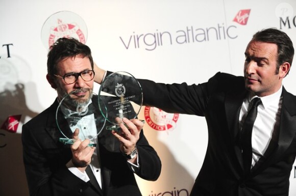Jean Dujardin et Michel Hazanavicius lors des London Film Critics' Circle Awards le 19 janvier 2012