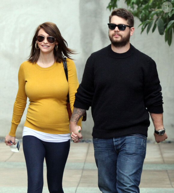 Jack Osbourne et sa fiancée Lisa Stelly, enceinte, vont déjeuner à Hollywood le 21 janvier 2012