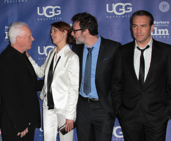 Malcolm McDowell Bérénice Bejo, Michel Hazanavicius et Jean Dujardin lors du festival du film international de Santa Barbara le 4 février 2012