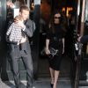 David, Victoria Beckham et Harper à la sortie d'un restaurant à New York en marge de la Fashion Week le 12 février 2012