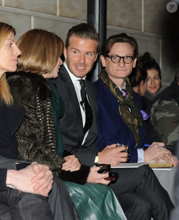 Défilé Victoria Beckham avec David Beckham au premier rang au côté d'Anna Wintour
