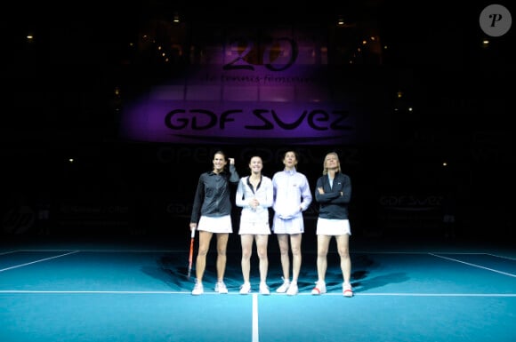 Amélie Mauresmo, Martina Hingis, Monica Seles et Martina Navratilova le 12 février 2012 à Coubertin lors de l'Open GDF Suez à Paris