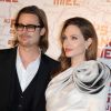 Angelina Jolie et Brad Pitt complices le 16 février 2012 à Paris pour l'avant-première du film Au pays du sang et du miel