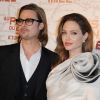 Angelina Jolie et Brad Pitt le 16 février 2012 à Paris pour l'avant-première du film Au pays du sang et du miel