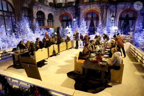 Restaurant éphémère Les bancs d'hiver au Plaza Athénée. Du 28 février au 10 mars 2012