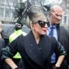 Lady Gaga fait une arrivée remarquée à l'université de Harvard, aux États-Unis, le 29 février 2012.