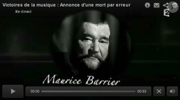 Les Victoires de la Musique 2012 ont confondu Maurice Barrier, bien vivant, et Maurice-Pierre Barrier, dit Ricet Barrier, décédé en mai 2011, dans leur hommage aux disparus...