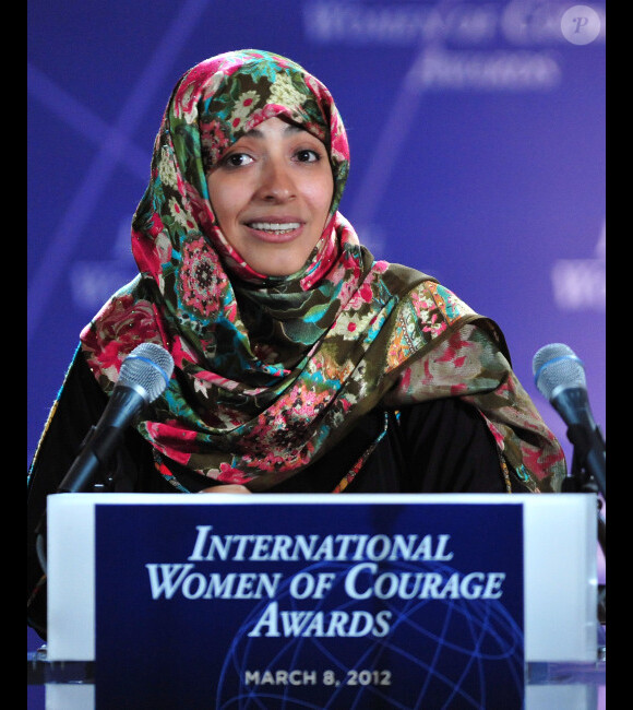 Tawakkol Karman le 8 mars 2012 à Washington lors de la cérémonie des International Women of Courage Awards