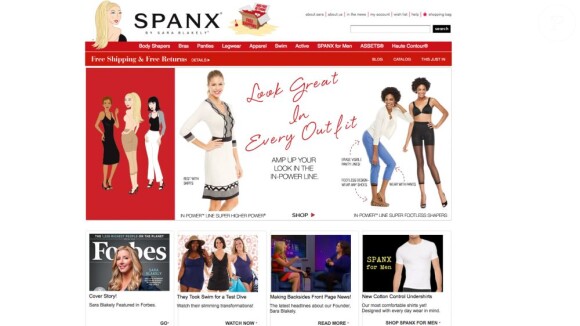Capture d'écran du site Spanx