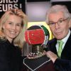 Jean-Daniel Lorieux et sa femme lors du dîner de gala de la Coupe de l'info jeudi 15 mars à L'Atelier Renault à Paris