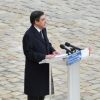 L'hommage à Pierre Schoendoerffer aux Invalides à Paris le 19 mars 2012 : Le Premier ministre François Fillon prononce l'éloge funèbre 