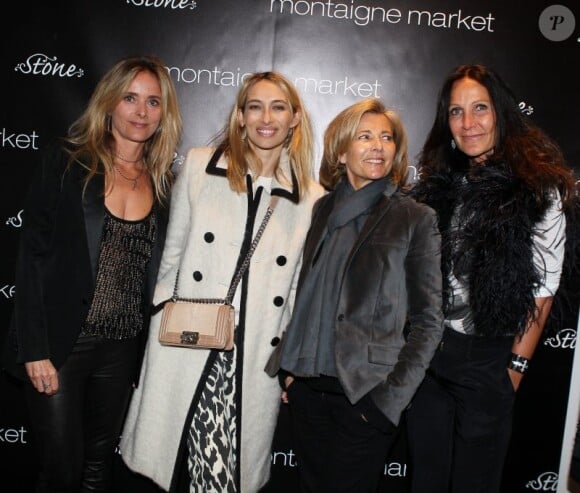 Marie Poniatowski, Alexandra Golovanoff, Claire Chazal et Liliane Jossua lors de la présentation de la collection joaillerie Stone chez Montaigne Market à Paris le 6 mars 2012