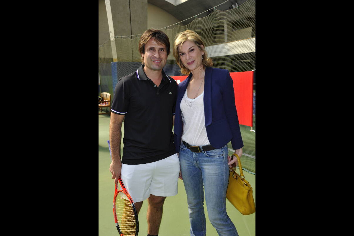 Photo Fabrice Santoro et Michèle Laroque lors du tournoi de tennis