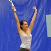 Karine Lima lors du tournoi de tennis pour l'association Enfant Star et Match à Paris le 26 mars 2012