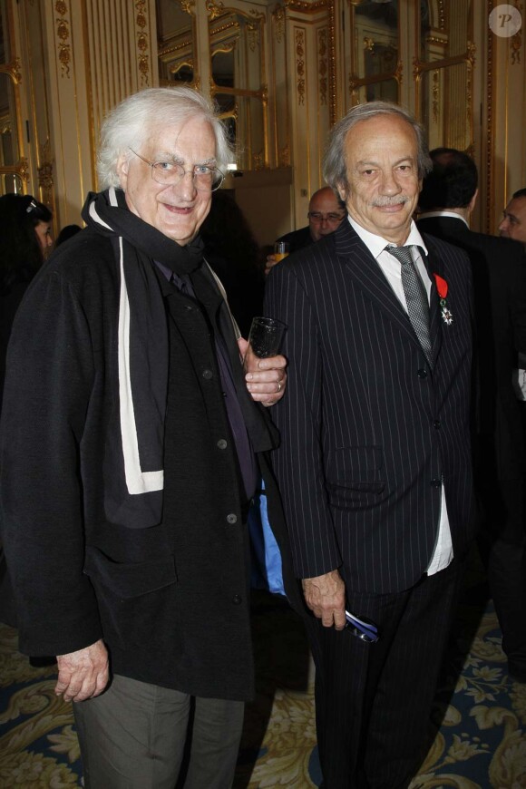 Patrick Chesnais et Bertrand Tavernier au ministère de la Culture à Paris, le 28 mars 2012.