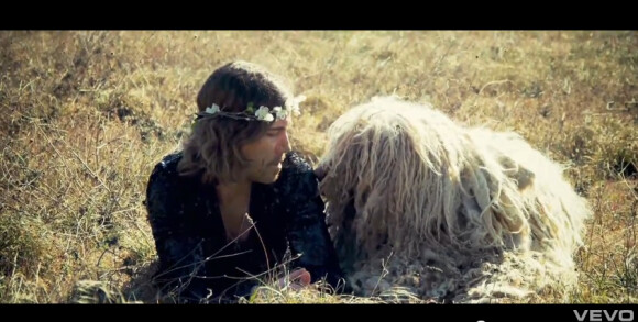 Ce chien est un Komondor et non un bichon dans cette image extraite du clip Laisse Avril de Julien Doré, mars 2012.