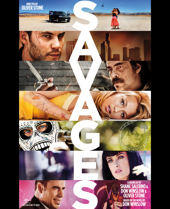 La première affiche de Savages, le nouveau film d'Oliver Stone avec Blake Lively, Taylor Kitsch, Aaron Johnson, John Travolta, Benicio Del Toro et Salma Hayek.