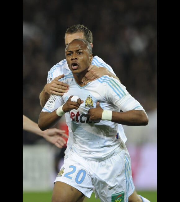 André Ayew le 8 avril 2012 au Parc des Princes à Paris lors du match entre le PSG et l'OM