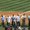 Les Beach Boys (avec Brian Wilson) lors de l'Opening Day au Dodger Stadium des LA Dodgers, le 10 avril 2012. La franchise californienne et le groupe californien fêtent en 2012 leur 50e anniversaire.